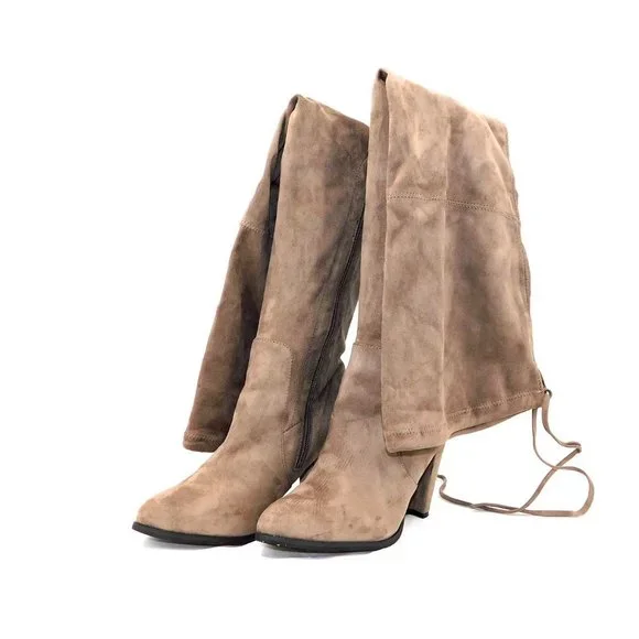Catherine Malandrino "Sorcha" Taupe Over the Knee Boots - Picture 6 of 13